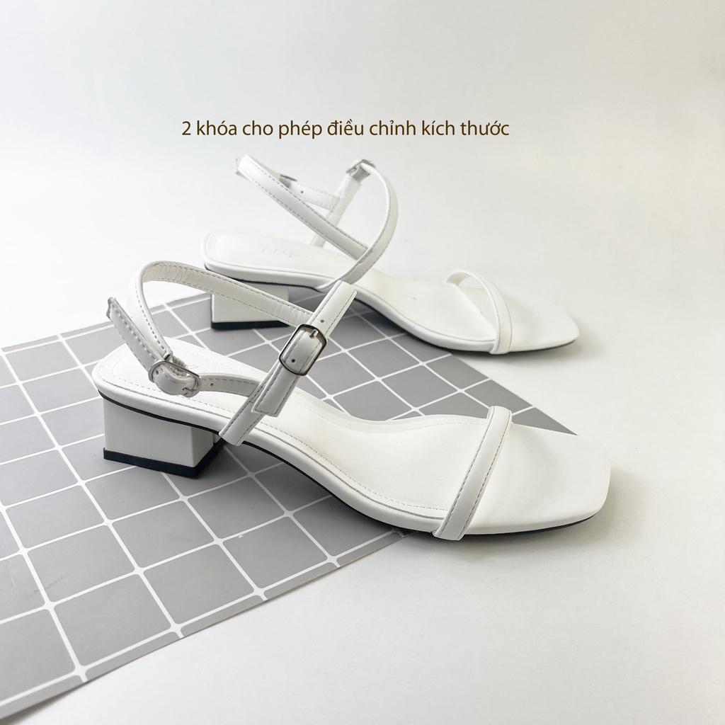 Sandal nữ quai ngang dây mảnh thời trang HISHOO cao 3cm màu kem S052