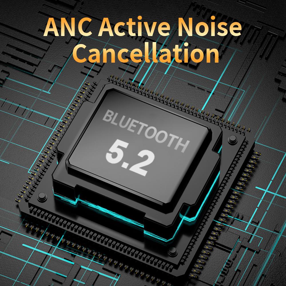 Rusam gốc T25 tws tai nghe không dây Bluetooth 5.2 Tai nghe Tai nghe Thể thao chống nước Tai nghe Nhiễm Thể thao với Mic Color: Black