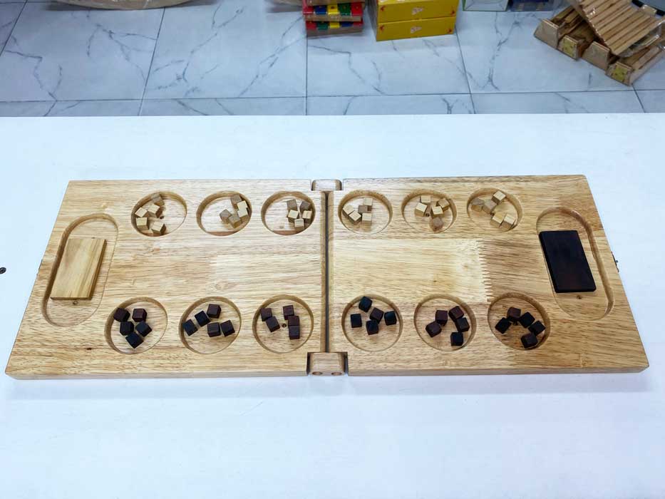 Ô ăn quan gỗ Việt Nam size 60 cm, đồ chơi gỗ truyền thống , trò chơi cờ ô quan gấp gọn