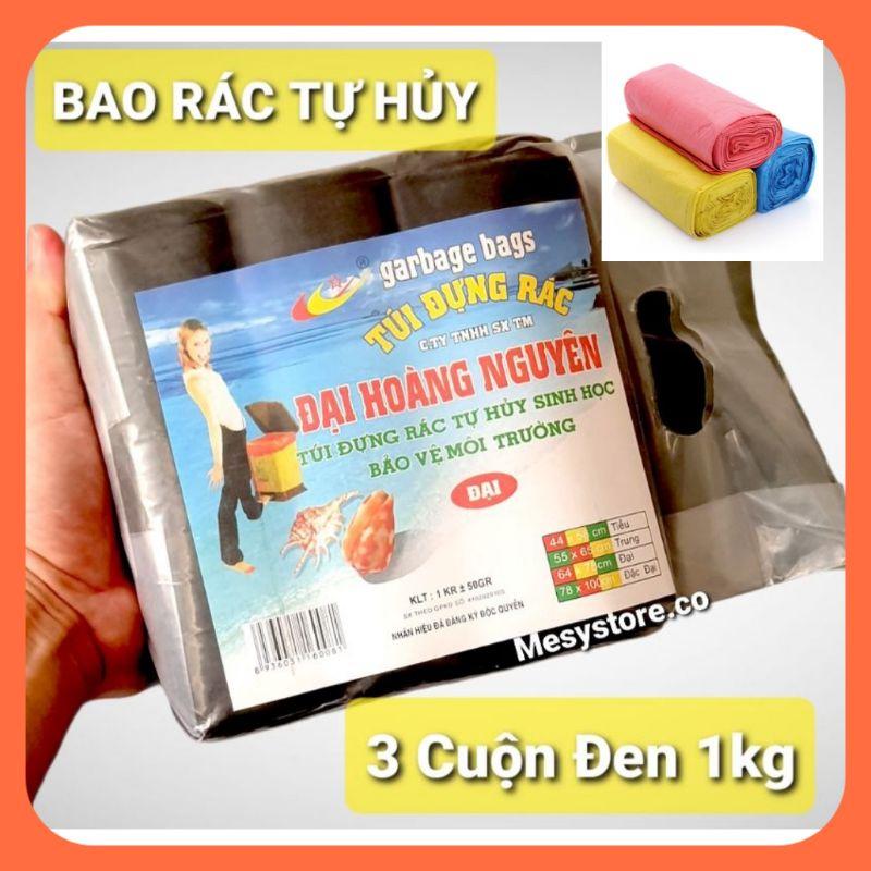 Túi Rác Sinh Học Tự Hủy (3Cuộn Đen 1Kg Bao Rác Đen Hoàng Đại Nguyên Garbage Bags Đại/Trung/Tiểu