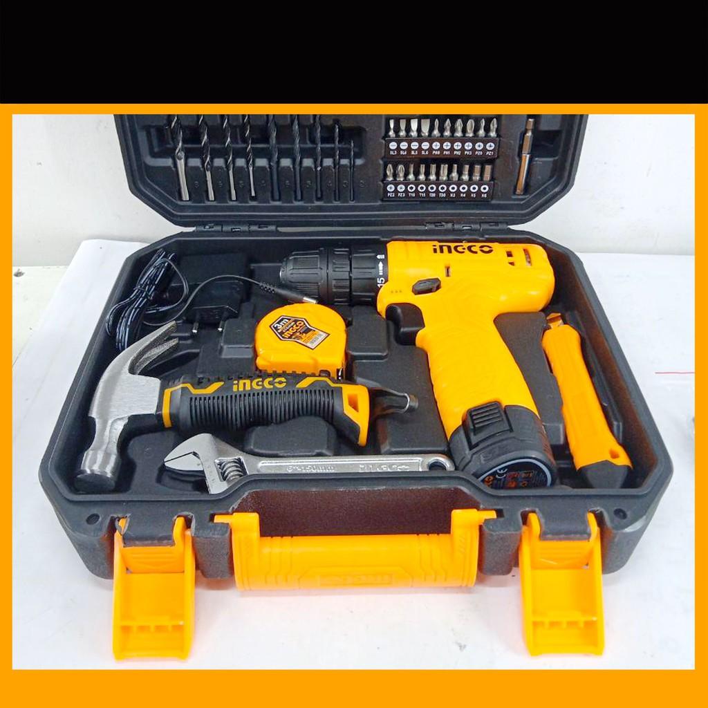 MÁY KHOAN DÙNG PIN 12V VÀ BỘ ĐỒ NGHỀ 81 CHI TIẾT INGCO HKTHP10811 - HÀNG CHÍNH HÃNG