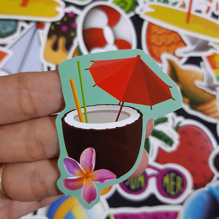 Bộ Sticker dán cao cấp chủ đề SUMMER - Dùng dán Xe, dán mũ bảo hiểm, dán Laptop