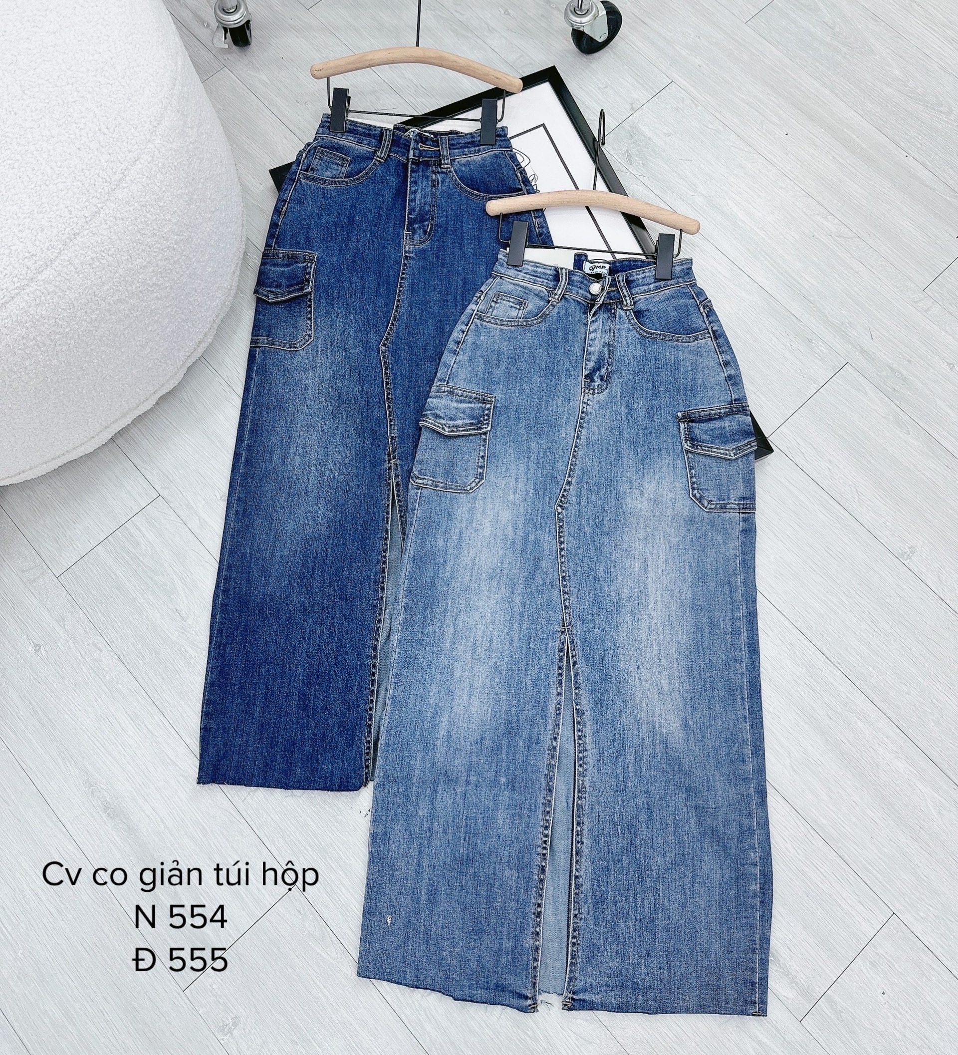 CHÂN VÁY DÀI LƯNG CAO JEANS MIDI CHỮ A ÔM BODY XẺ TRƯỚC CO GIÃN SUÔNG BÚT CHÌ TÚI HỘP ĐI TIỆC DẠO PHỐ ĐI CHƠI