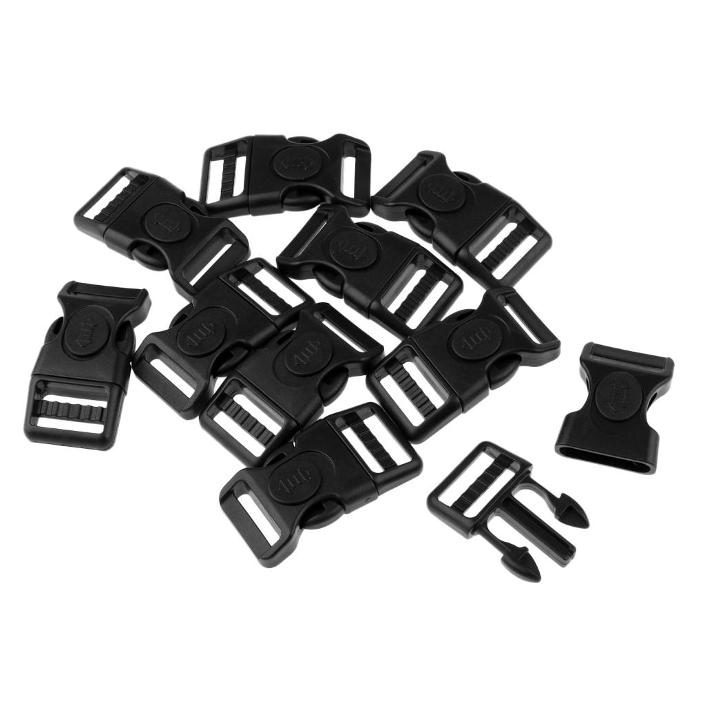 10pcs Plastic Black Curved Buckle Side Release For Paracord Bracelet