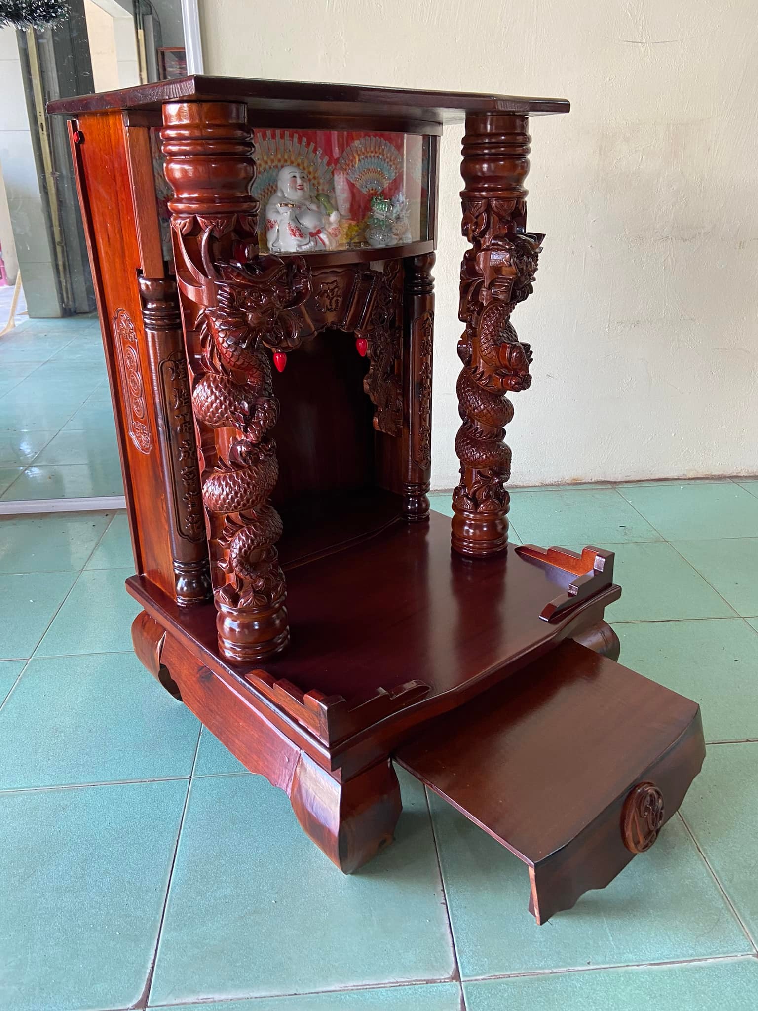 Bàn thờ thần tài ông địa mẫu Rồng Cuộn cao cấp 68 x 68 x 108cm