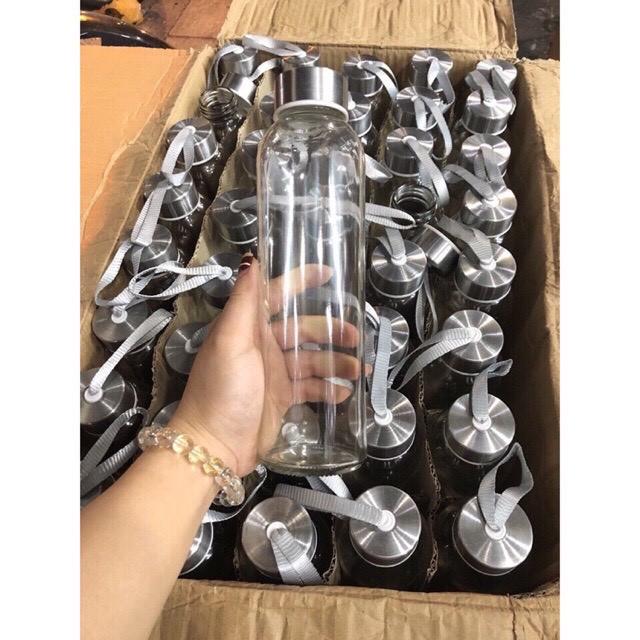 Bình Nước Thủy Tinh, Chai Detox Có Dây Xách 500ml, - Tiện Lợi-Thuỷ Tinh chịu Nhiệt An Toàn Sức Khoẻ
