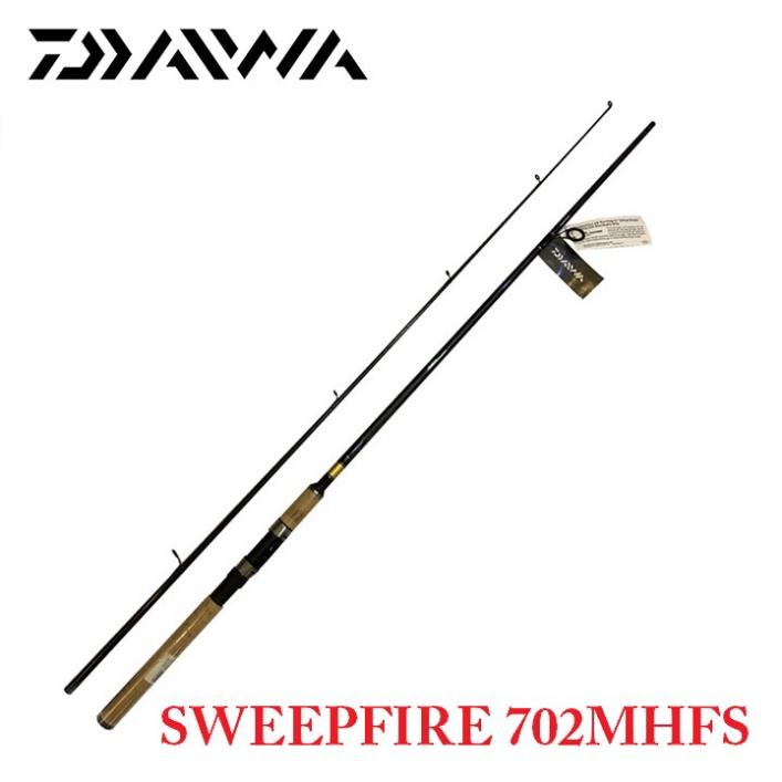 Cần câu lure 2m1 Sweepfire Daiwa cán gỗ action MH, cần 2 khúc máy đứng câu lure cá lóc chẽm câu suối giá rẻ