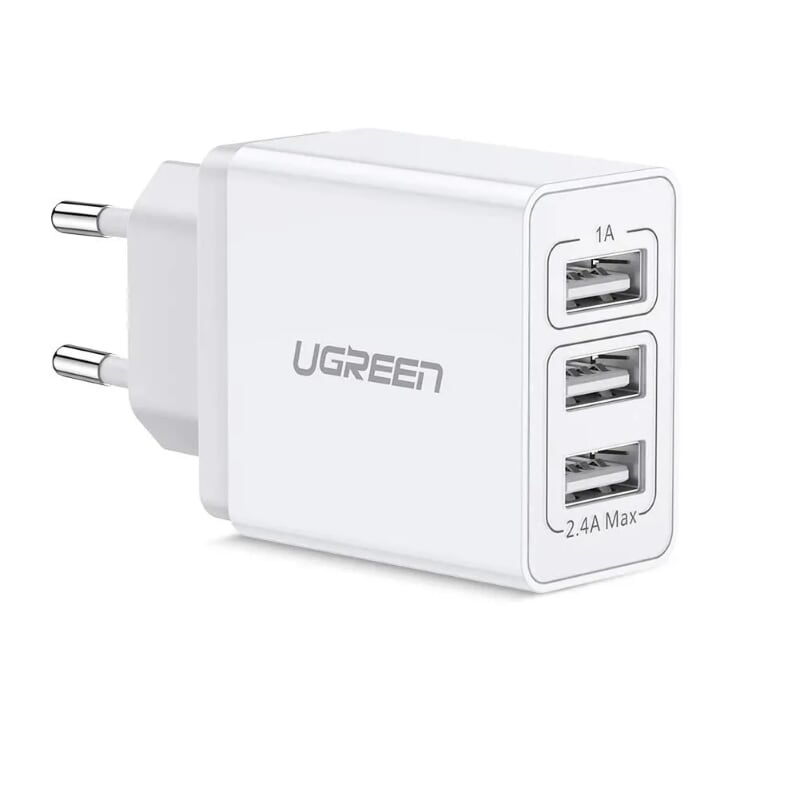 sạc USB 3 cổng đa năng màu trắng Ugreen 13MT50817ED 5v 3.1A hàng chính hãng