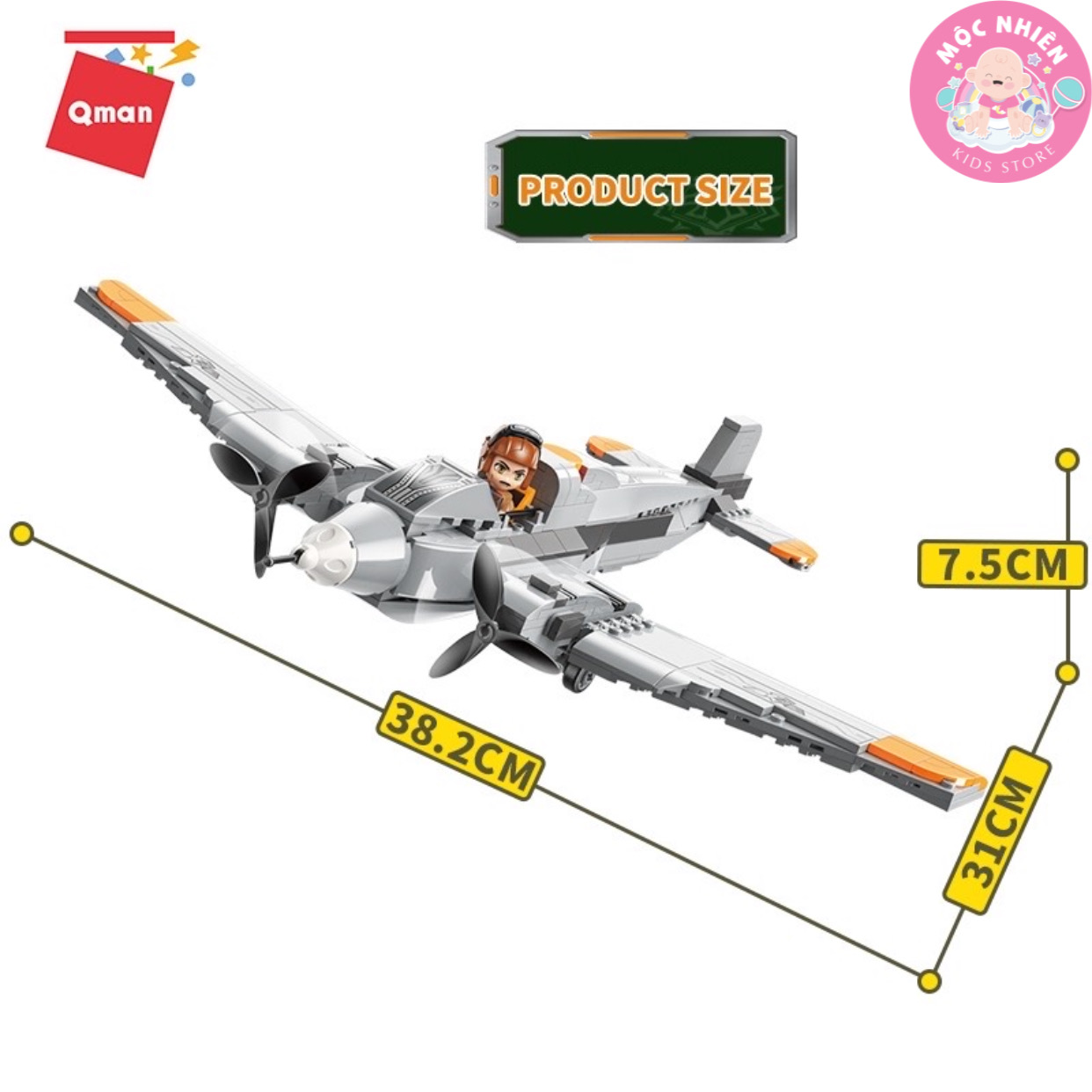 Đồ chơi lắp ráp xếp hình máy bay Qman 21013 – Máy bay ném bom (557 mảnh ghép) - Dành cho bé từ 6 tuổi