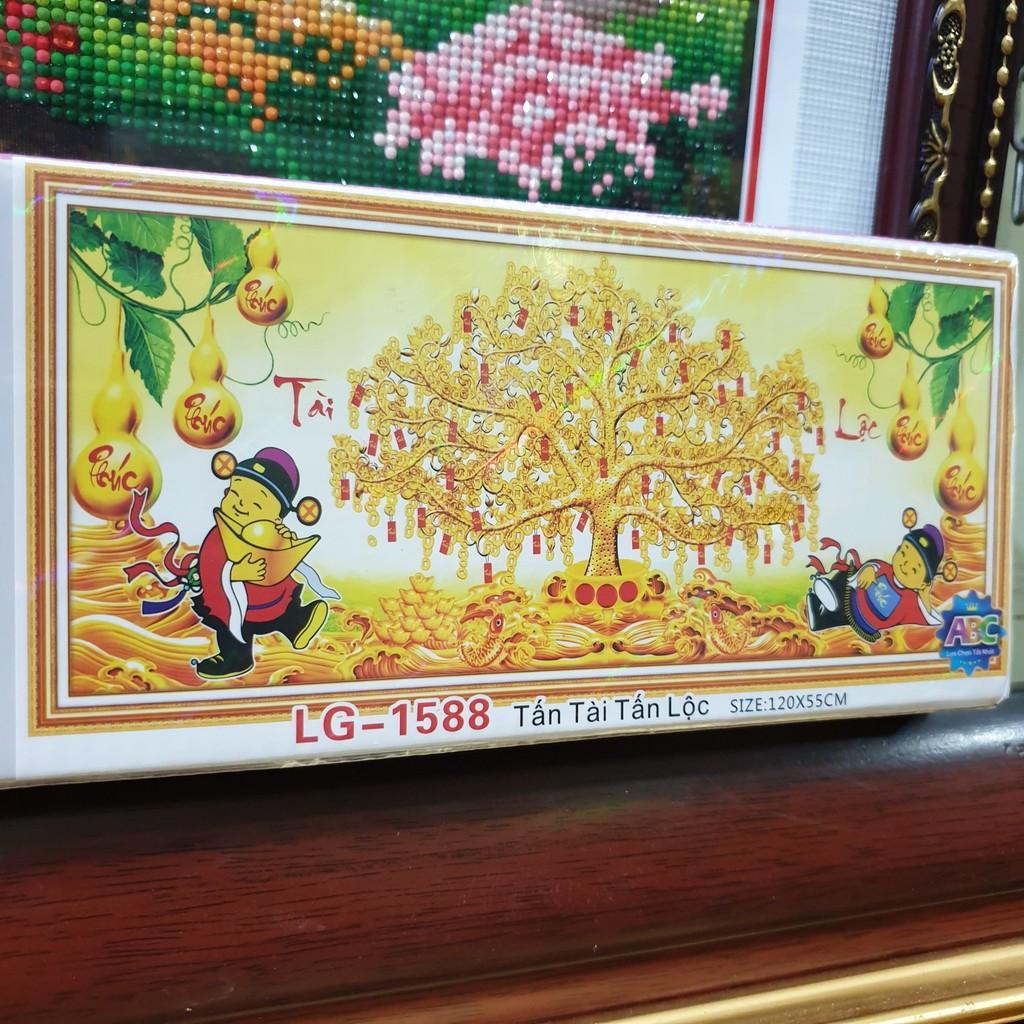 Tranh Đính Đá CÂY TIỀN TẤN TÀI TẤN LỘC . Kích Thước: 1m2 x 50cm