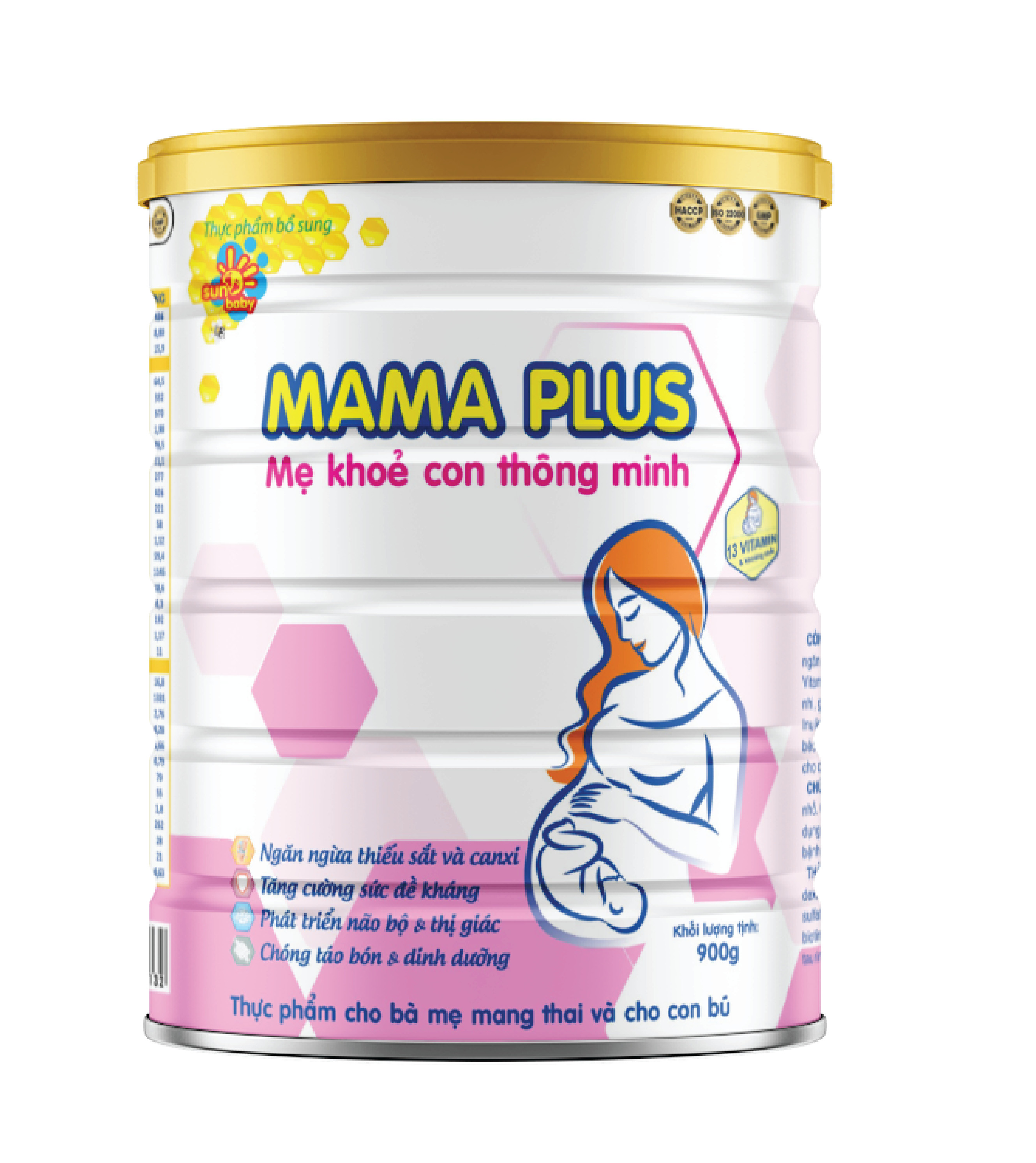[Tặng 5 body chip] Sữa Mama Plus mẹ khỏe bé thông minh 900g Sunbaby