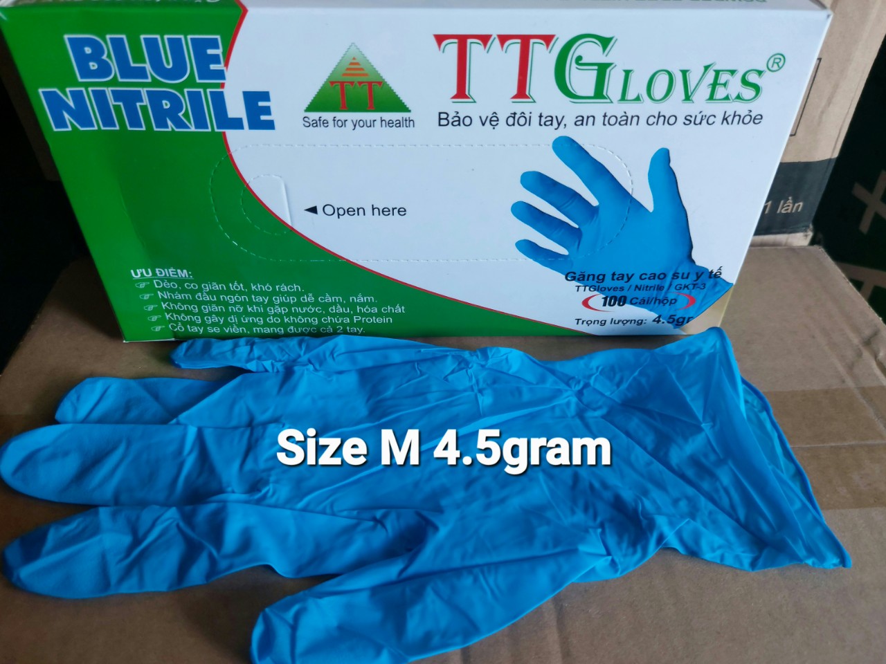 [ Hàng Chính Hãng ] Găng Tay Nitrile Xanh Không Bột Cao Cấp TT GLOVES 4.5garm, Bao Tay Xanh Dày