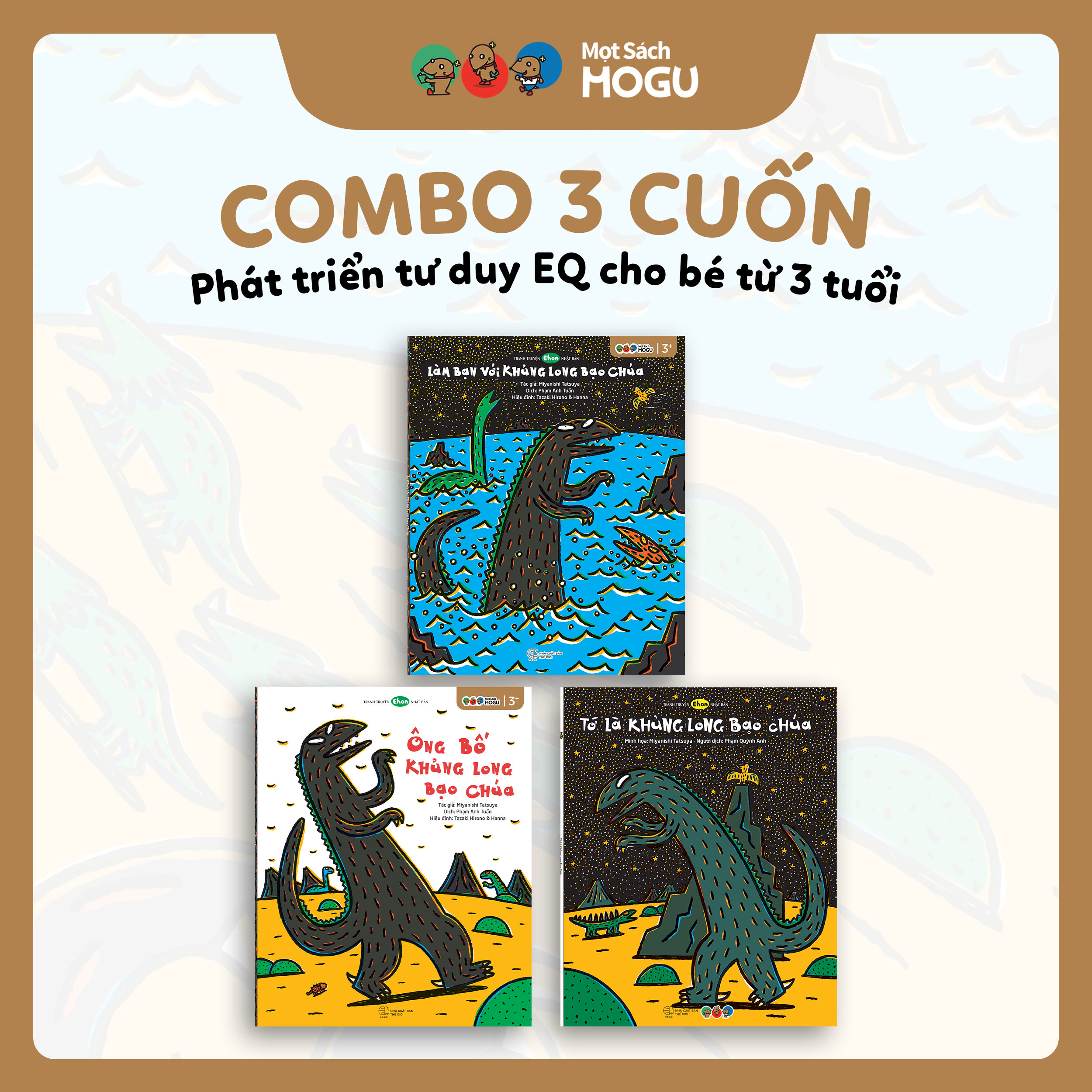 Truyện Ehon bé 3-4-5 tuổi - Bộ 3 cuốn Tuyển tập truyện về Khủng Long Bạo Chúa