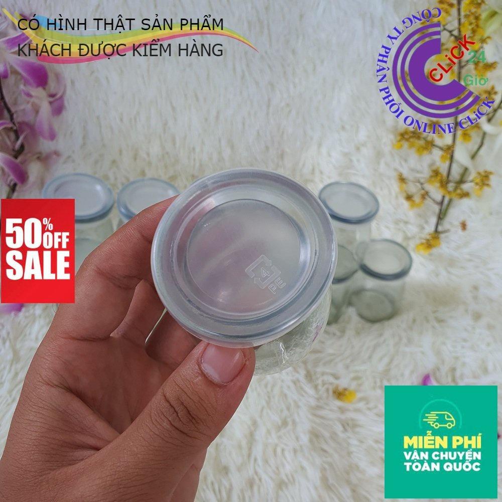 Set 12 Hủ/ Lọ Thủy Tinh 100ml Đựng Sữa Chua, Yaourt, Thạch, Thức Ăn Dặm Bé Nắp Nhựa Không Hôi - Hàng Cao Cấp