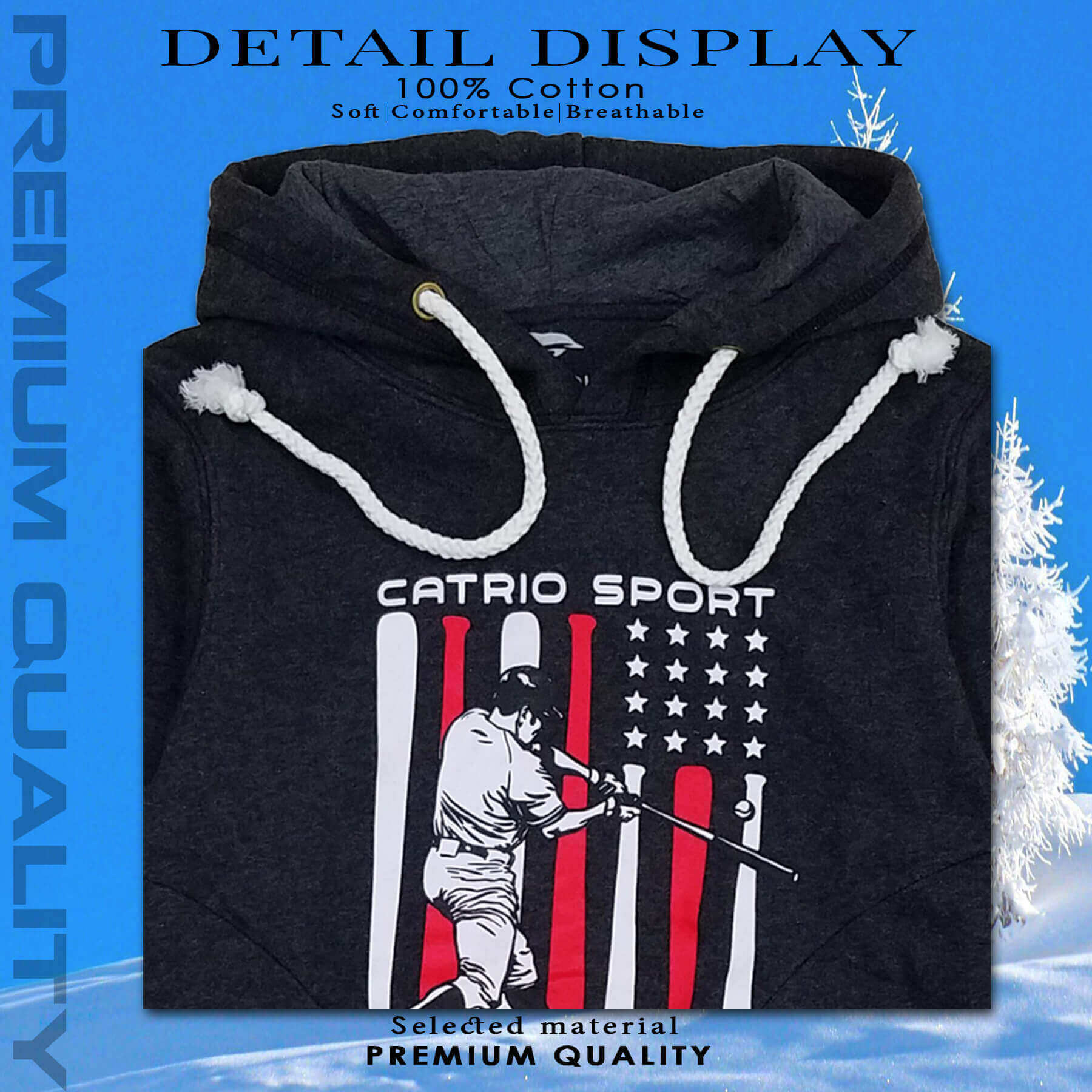 ÁO HOODIES TRẺ EM CATRIO in BÓNG CHÀY là áo thun dài tay có mũ có túi thời trang, vải 100% cotton dày, ấm mùa thu đông phù hợp với trẻ em bé trai, bé gái từ 9 tuổi 32kg .. 14 tuổi 55kg kết hợp quần dài cotton CATRIO thành bộ đồ MÀU CHUỘT