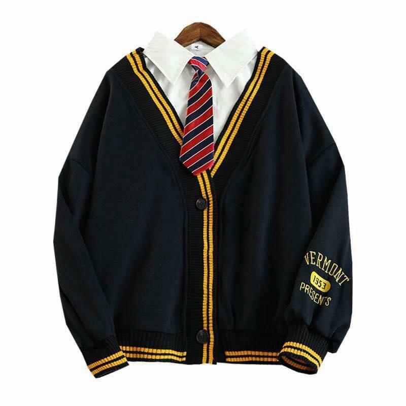 Áo Khoác Unisex Cardigan Kẻ Vàng Thun Nỉ Ngoại FreeSize 68kg AK90
