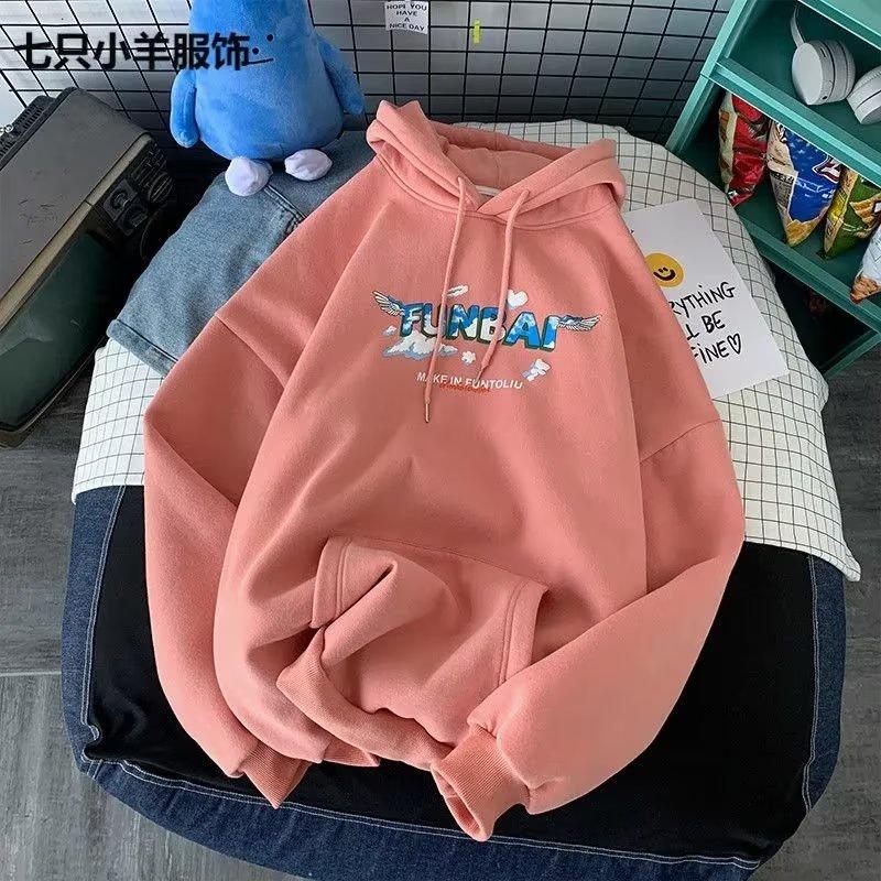 Áo Hoodie Nỉ Tay Dài Dáng Rộng In Hình Thời Trang Hàn Quốc Dành Cho Nam Nữ Size M-5XL