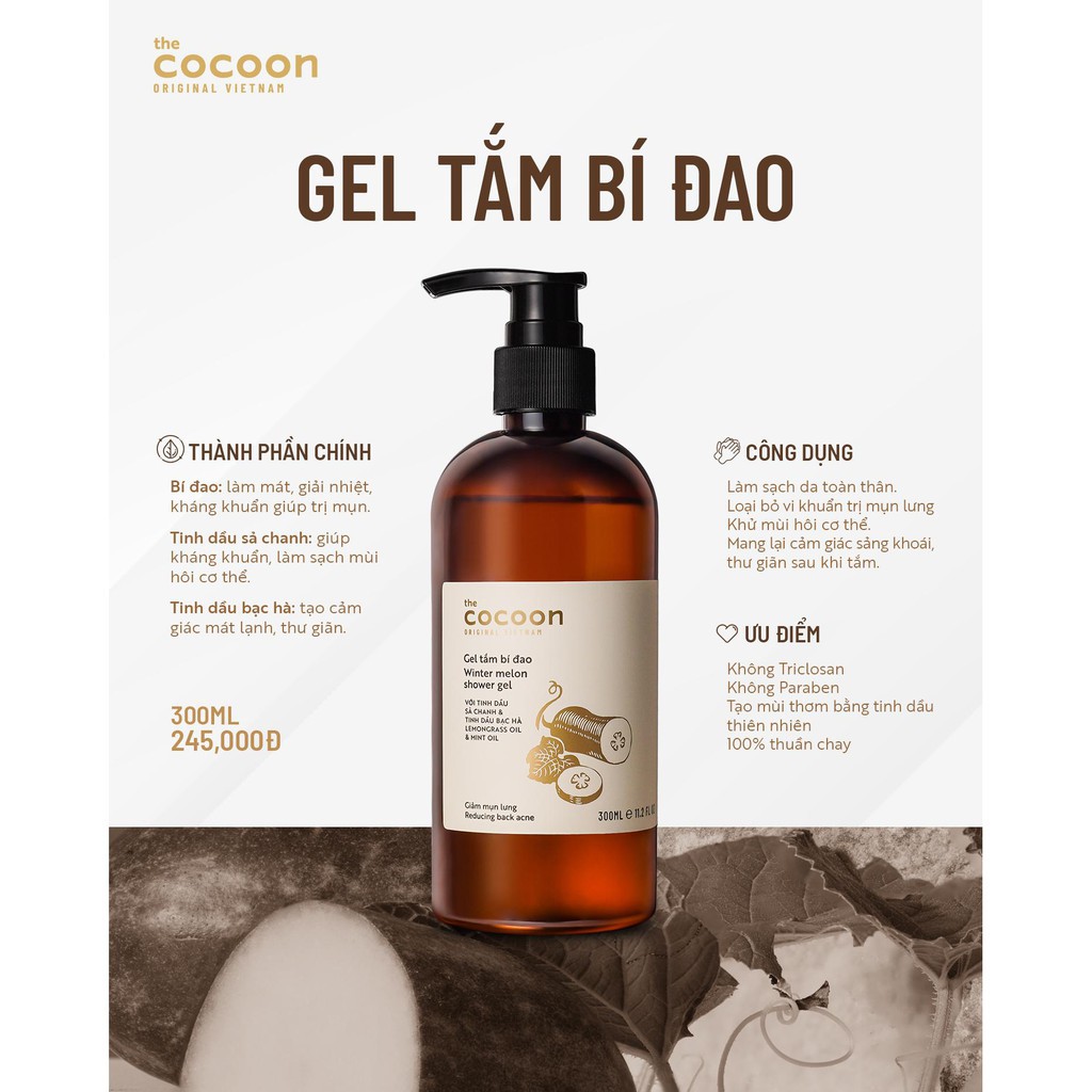 Gel Tắm Bí Đao The Cocoon Winter Melon Shower Gel 300ml