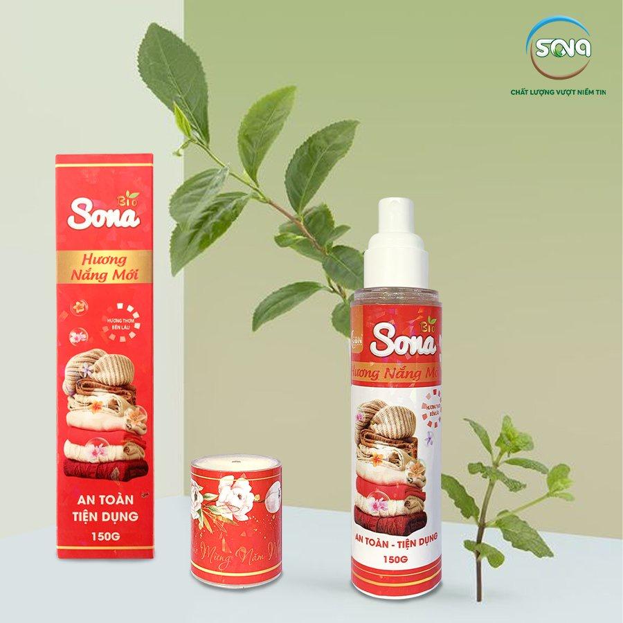 Xả vải khô, xịt thơm quần áo SONA chai 150ml - Khử mùi hôi, làm mềm vải lưu hương suốt 48h