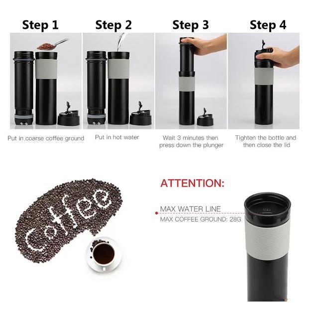 Bình đựng nước đựng cà phê trà tiện lợi Coffee French Bottle Travel - AsiaMart