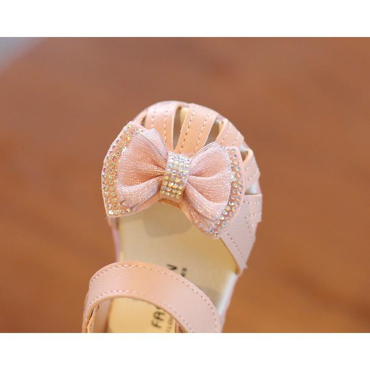Dép Tập Đi/ Sandal Nơ Cho Bé Gái Đế Mềm