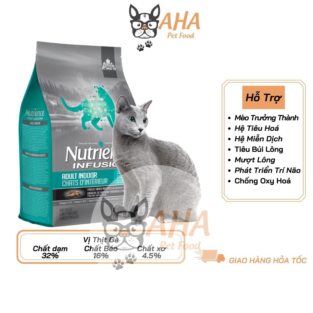 Thức Ăn Hạt Cho Mèo Nga Nutrience Subzero Da Lông Bóng Mượt Bao 2,27kg - 4 Loại Thịt Cá, Rau Củ, Trái Cây