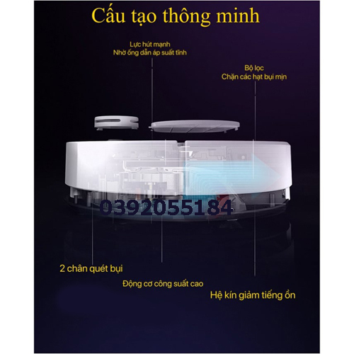 Robot Hút Bụi Thông Minh Thế Hệ Mới 2021 Siêu Mạnh Mẽ Tích Hợp Cảm Ứng Chạm, Kiêm Lau Nhà Bản Nâng Cấp