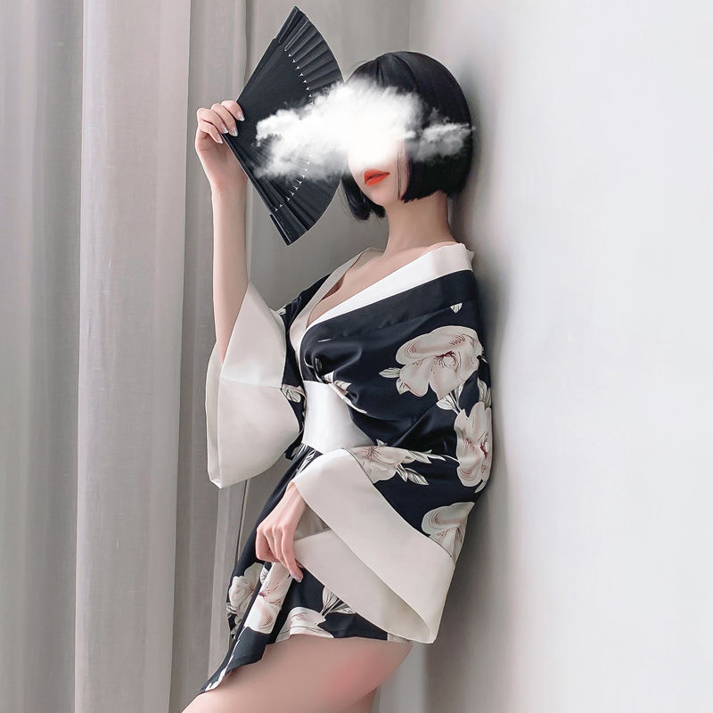 Váy ngủ lụa satin kimono Nhật Bản