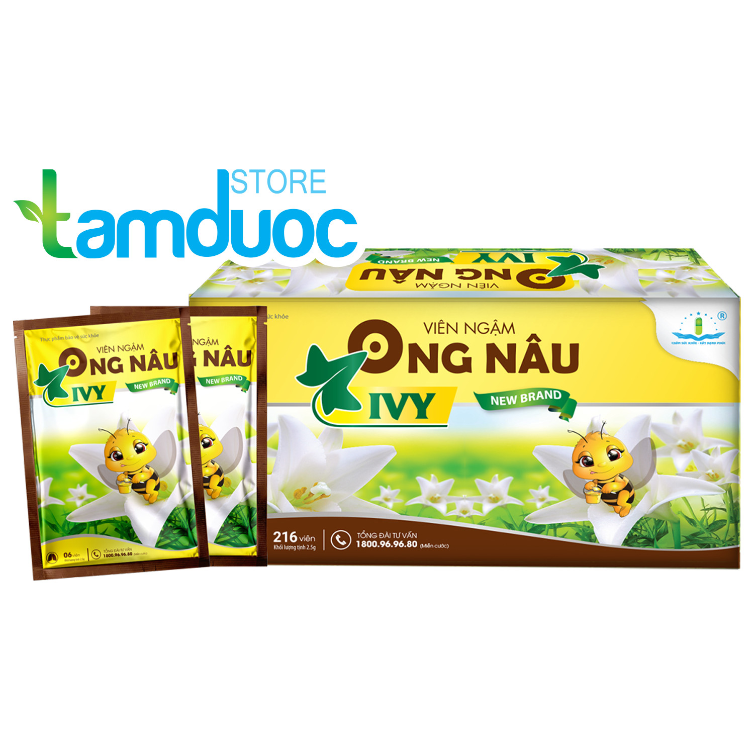 Viên Ngậm Ong Nâu Ivy New Brand Hỗ Trợ Giảm Ho Gió, Ho Khan, Rát Họng, Khản Tiếng, Bảo Vệ Hệ Hô Hấp
