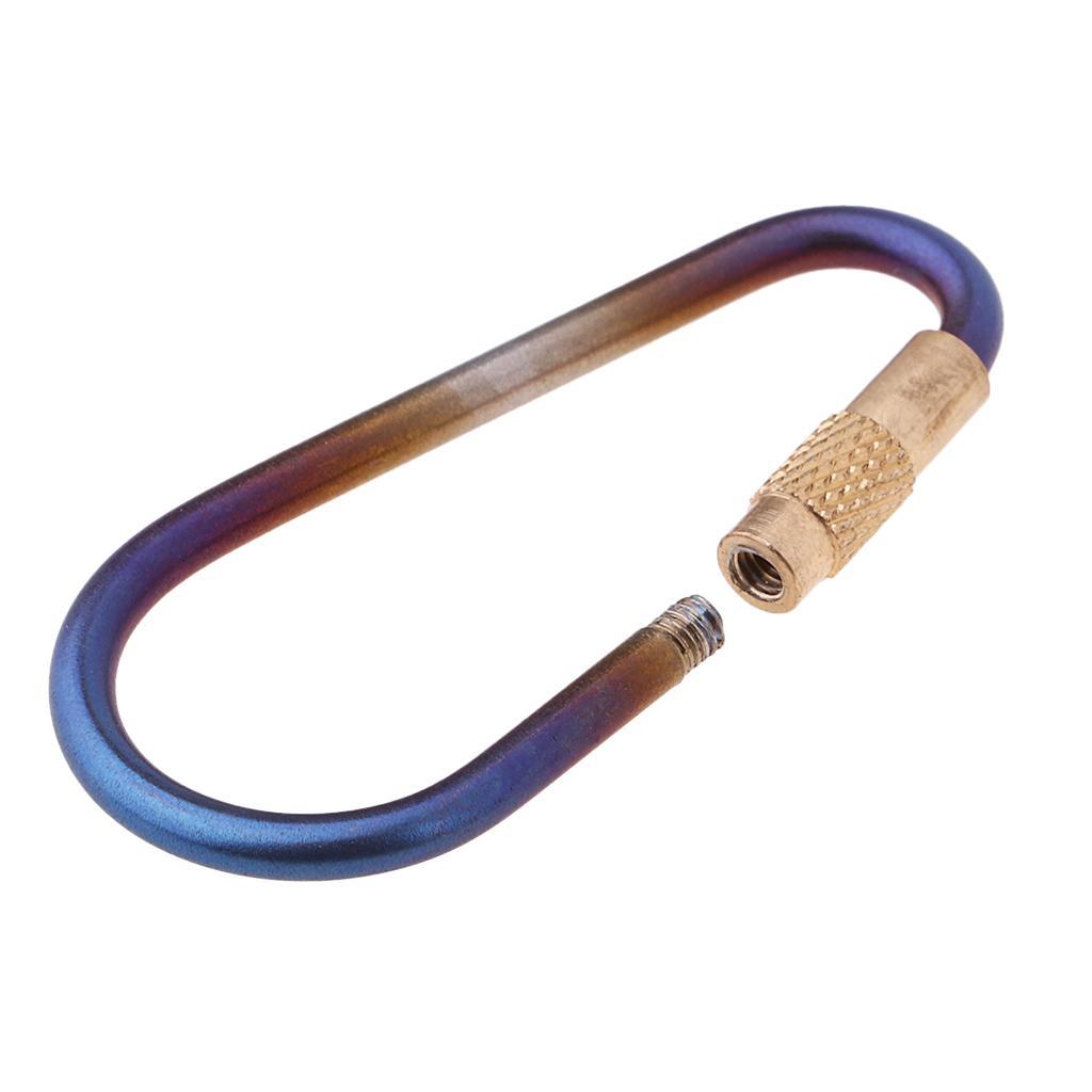 Titanium Keychain Carabiner D- Buckle Screw Gate Keyring Outdoor Sports