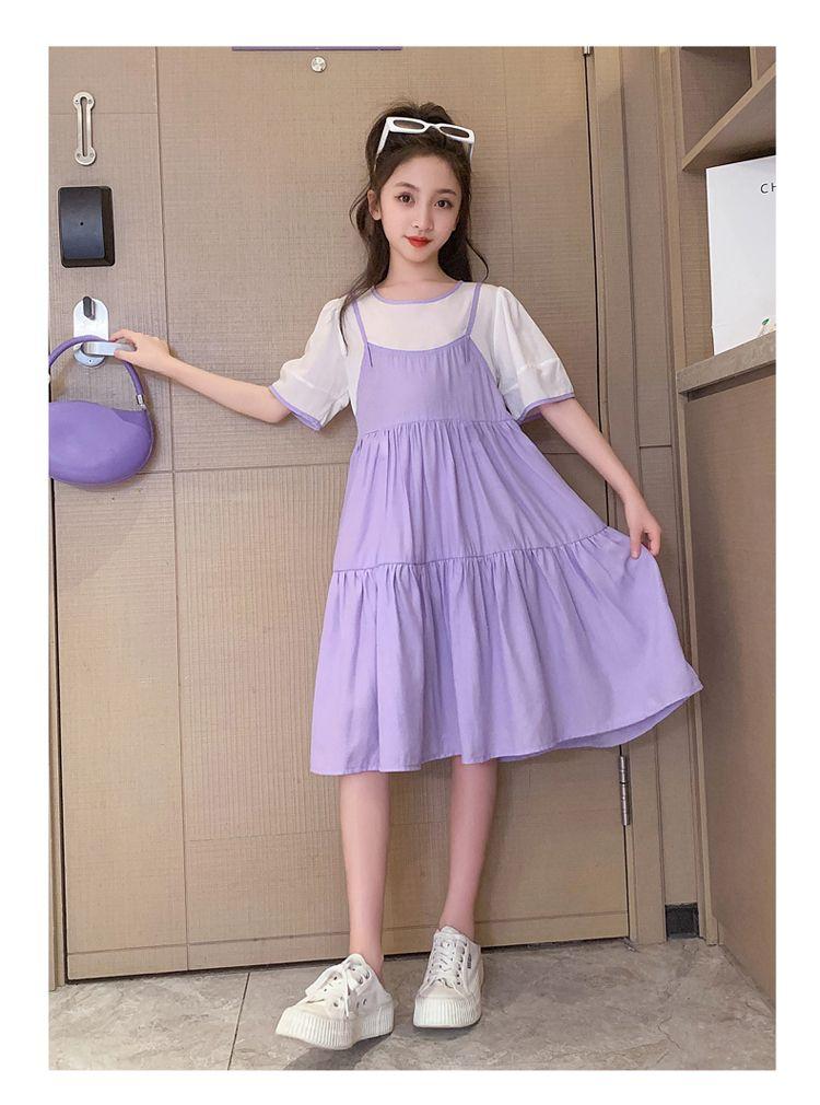 DIYIWEI Cô gái ăn mặc mùa hè 2023 phong cách phương Tây lớn bé lưới váy trẻ em mỏng giả hai váy công chúa