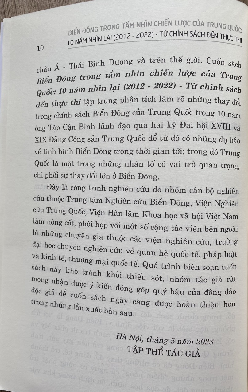 Biển Đông Trong Tầm Nhìn Chiến Lược Của Trung Quốc 10 Năm Nhìn Lại ( 2012 -2022 ) Từ Chính Sách Đến Thực Thi