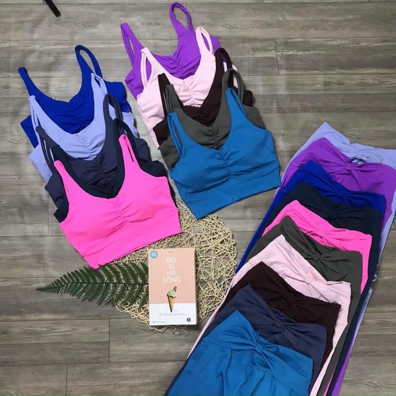 Set tập gym yoga nữ, bộ đồ tập gym thắt nơ