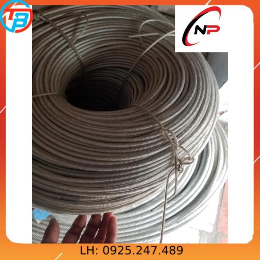 100 Mét Cáp Thép Bọc Nhựa 5mm.Bọc nhựa nên chống rỉ sét, chịu lực tốt