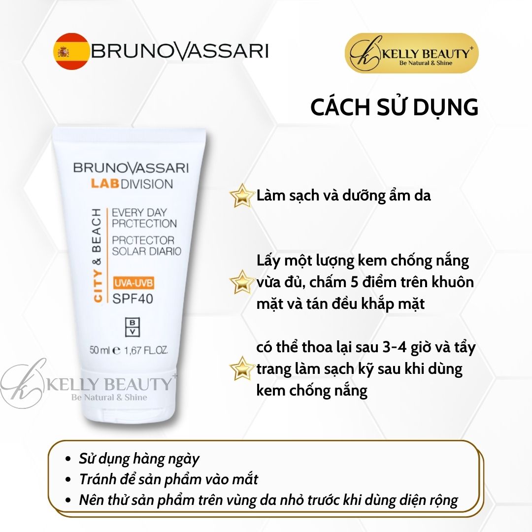 Kem Chống Nắng Phổ Rộng City & Beach Everyday Protection SPF40 - Bruno Vassari | Kelly Beauty