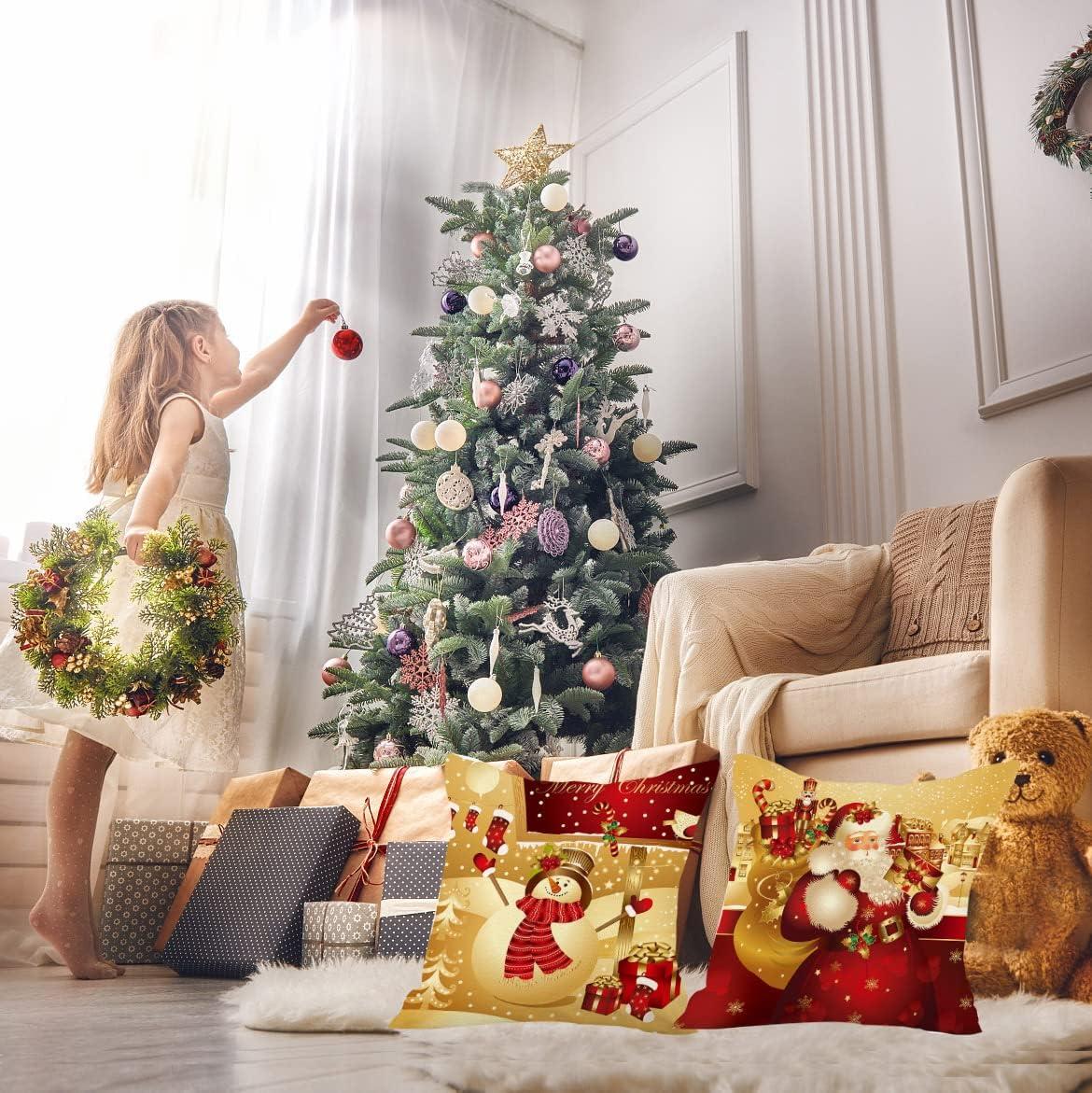 Đệm Giáng sinh bao gồm 45x45cm, rất nhiều 4 chiếc ghế sofa trang trí Giáng sinh Trang trí bông và vải lanh cho phòng ngủ ghế vườn