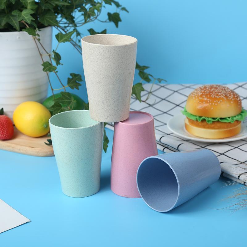 Wheat Straw 4pcs/set Water Cup Biodegradable Children Breakfast Eco-Friendly Milk Drink Cup Couple Mouthwash Cup Drinkware