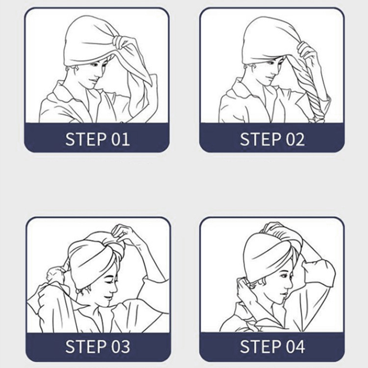 Khăn quấn ủ tóc Hmgui Nhật Bản siêu thấm hút 2 lớp vải dày dặn mềm mại 24x65cm