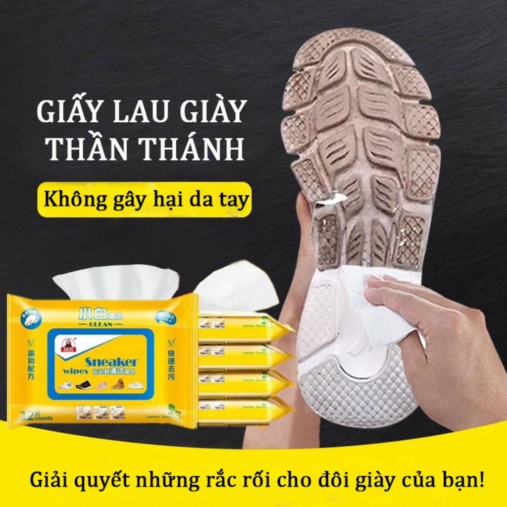 Khăn lau giày sneaker siêu sạch hộp 30 tờ siêu hot, Giấy ướt lau giày không hoá chất làm hại da tay, vải giày