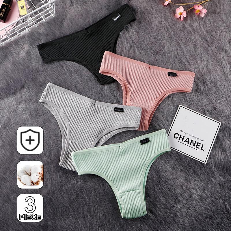 3 Cái/bộ Quần Lót Nữ Cotton Quần Lót Quần Lót Sexy Rất Nhiều Quần Lót Nữ Màu Trơn Pantys Quần Lót S-XL Thấp Tăng Thông - XL