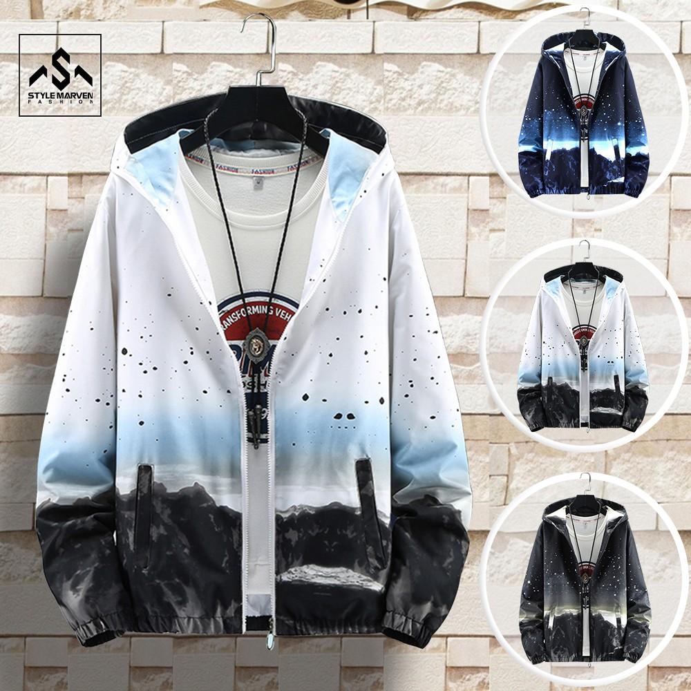 Áo khoác nam mỏng thu đông STYLEMARVEN thiết kế mũ trùm in hình phong cảnh độc lạ - AO KHOAC NAM 131
