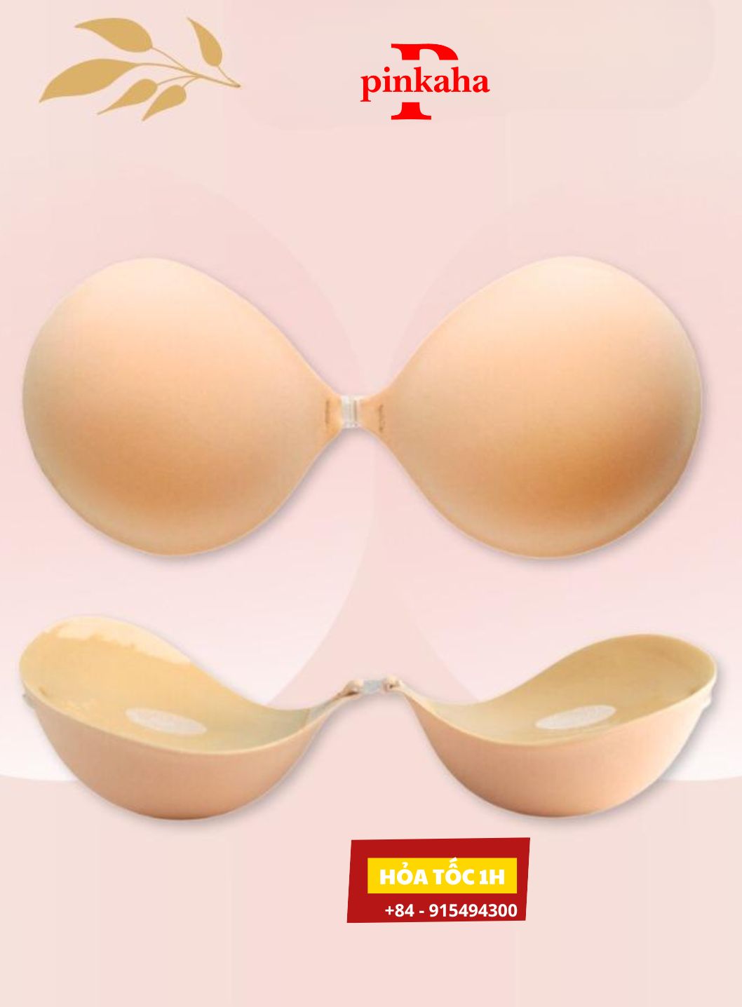 Ao Lót Dan Nâng Ngưc Silicon - Ao Bra Dán Ngực Silicon Cài Trước Không Gọng Hình Bàn Tay - Da - A