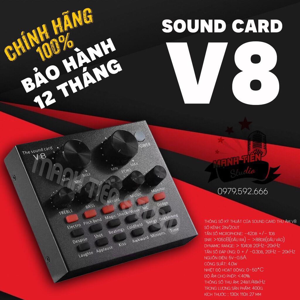 Soundcard thu âm V8 Autotune - dùng trong livetream fb,bigo, hát karaoke, thu âm tại nhà - âm thanh chuẩn