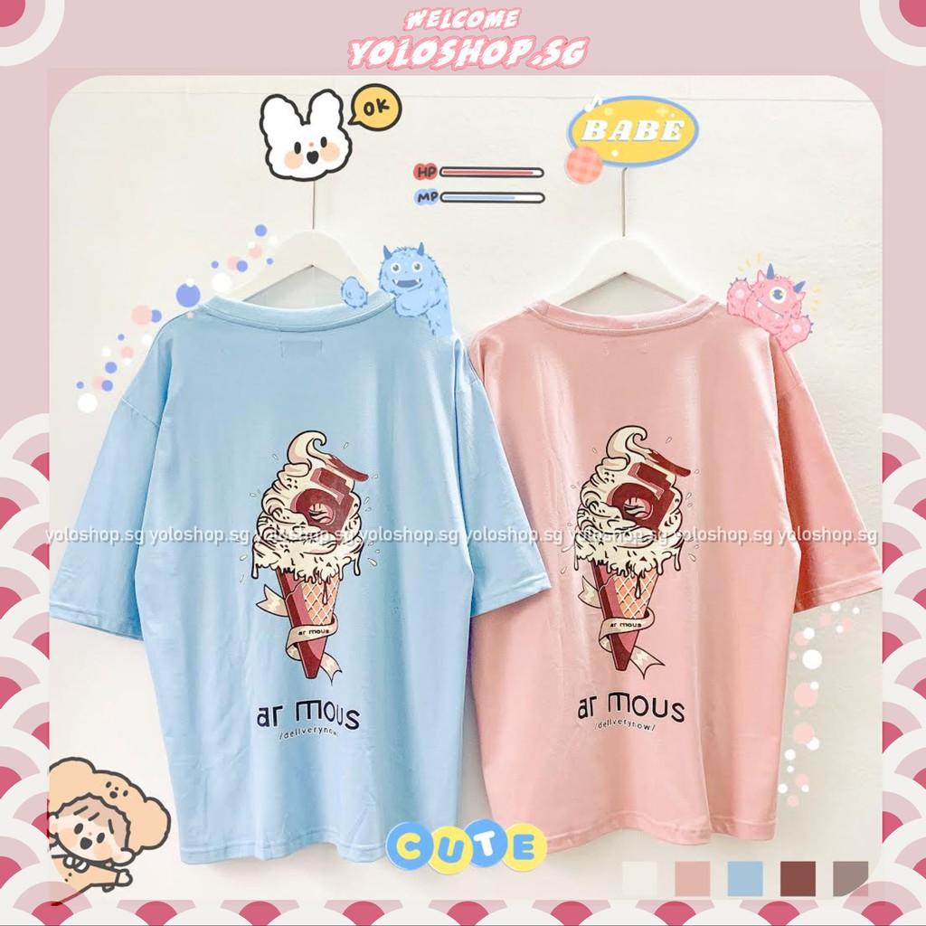 Áo Thun Tay Lỡ Unisex Form Rộng ICE CREAM ar mous