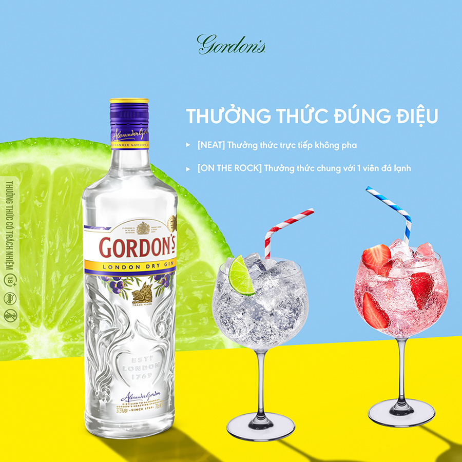{Freeship 50K} Rượu Gordons Dry Gin 37.5% 700Ml - Rượu Gin Hương Vị Trái Cây, Thảo Mộc Tươi Mát [Không hộp]