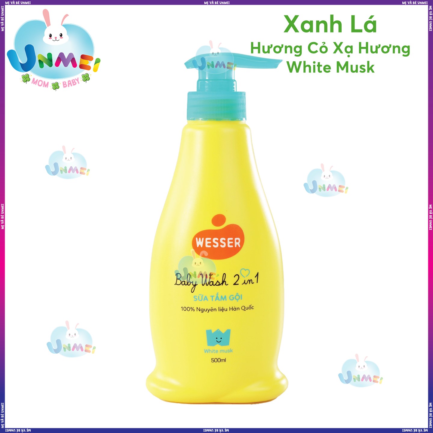 Sữa Tắm Gội Wesser 2in1 Hương Cỏ Xạ Hương 500ml – Xanh Lá