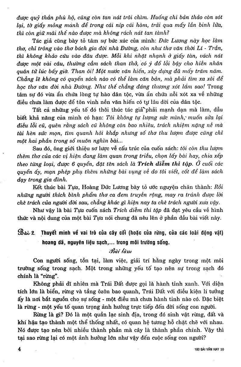 100 Bài Văn Hay 10