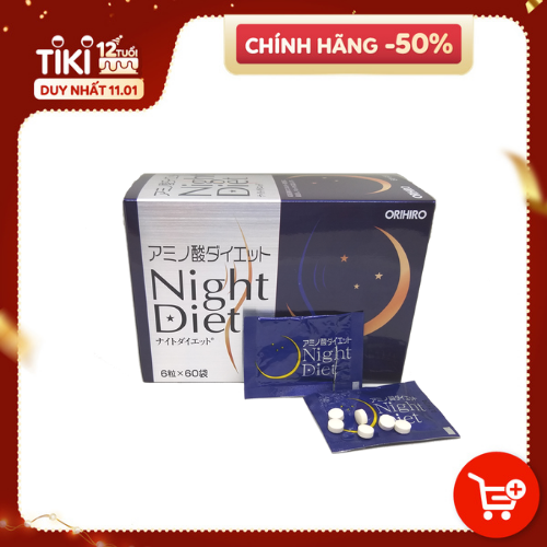 Viên uống Night Diet Orihiro Nhật Bản giúp hỗ trợ giảm cân ban đêm, hỗ trợ làm đẹp da, ngủ ngon, 60 gói x 6 viên/hộp, trong 1 tháng, HÀNG CHÍNH HÃNG