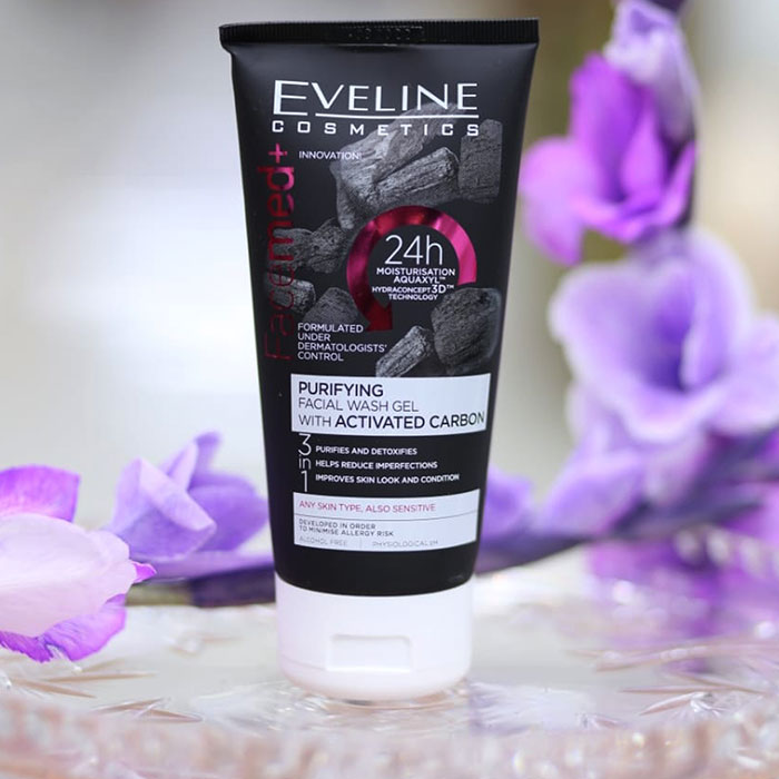 Gel rửa mặt thanh lọc da than hoạt tính Eveline Facemed+ 150ml