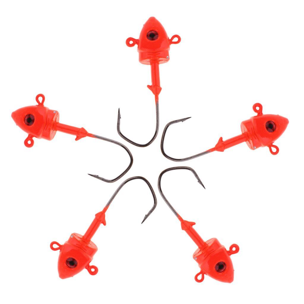 5pcs  Jigging  Hook  Red  Fishing  Hook  21g / 6cm  Weight